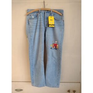 New Levi's Jeans 501 Sz 30x26 Peanuts Collaboration Snoopy Woodstock Crop